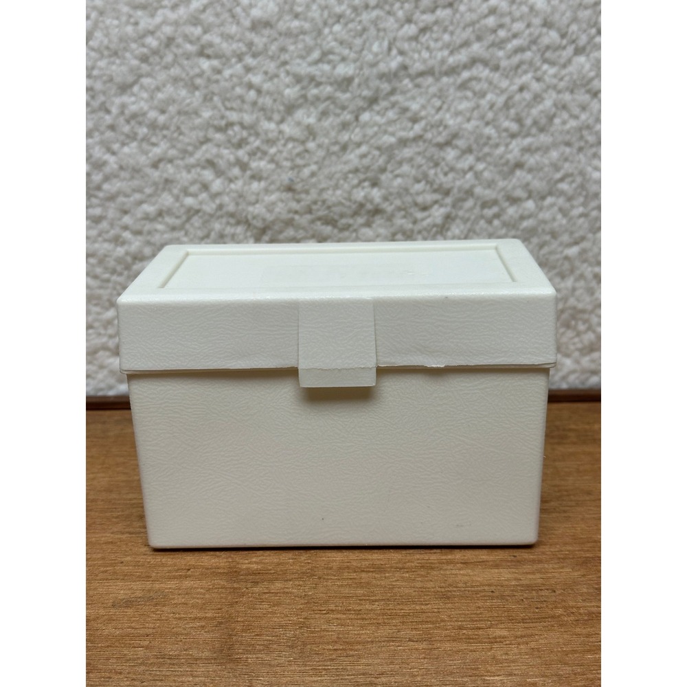 Sterling Plastics Index Card Box Vintage No 528 Off White Made In USA